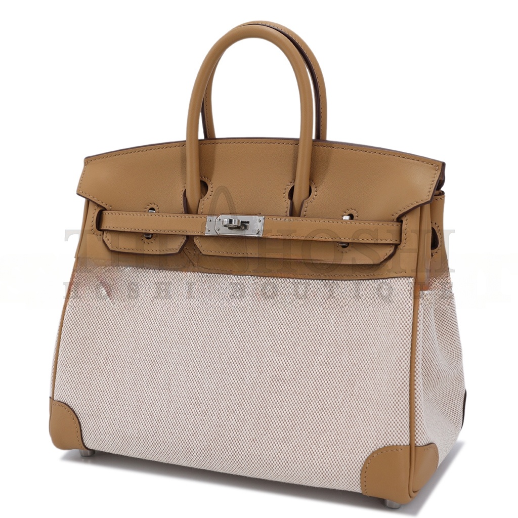 H**me5 BIRKIN 30 SWIFT CANVAS BISCUIT SILVER BUCKLE H082686CKA6 (30*23*15cm) Master Quality